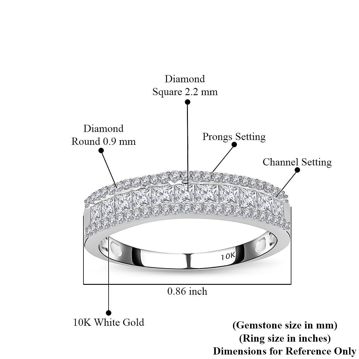 SGL Certified Luxoro 10K White Gold G-H I3 Diamond Band Ring (Size 7.0) 1.00 ctw image number 5