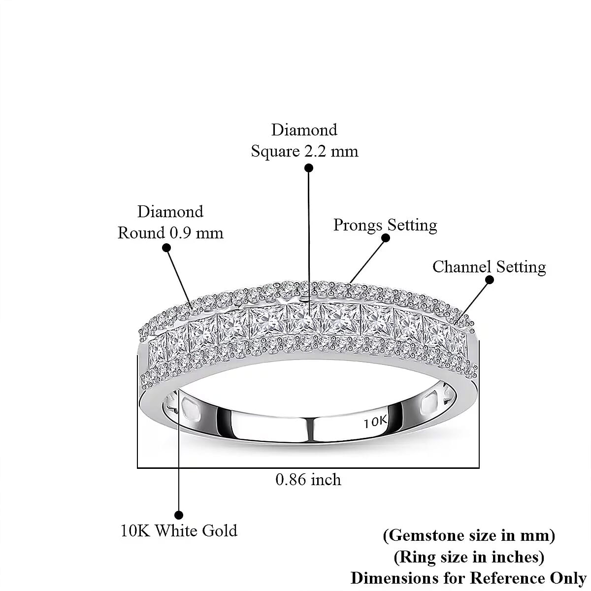 SGL Certified Luxoro 10K White Gold G-H I3 Diamond Band Ring (Size 7.0) 1.00 ctw image number 7