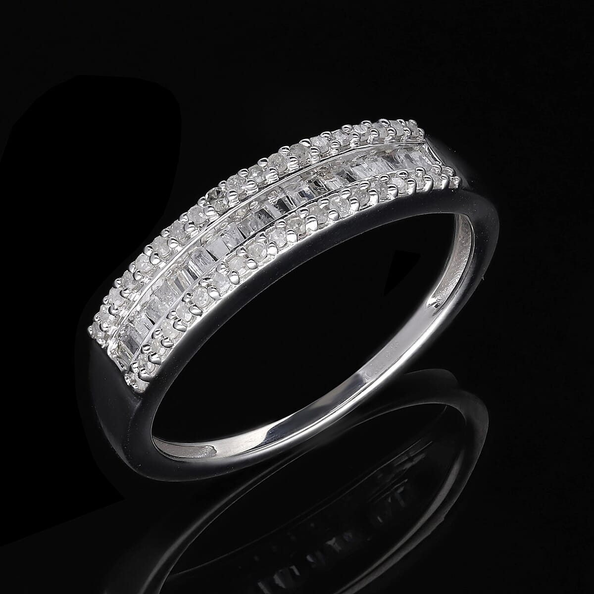 SGL Certified Luxoro 10K White Gold G-H I3 Diamond Band Ring (Size 8.0) 1.00 ctw image number 1