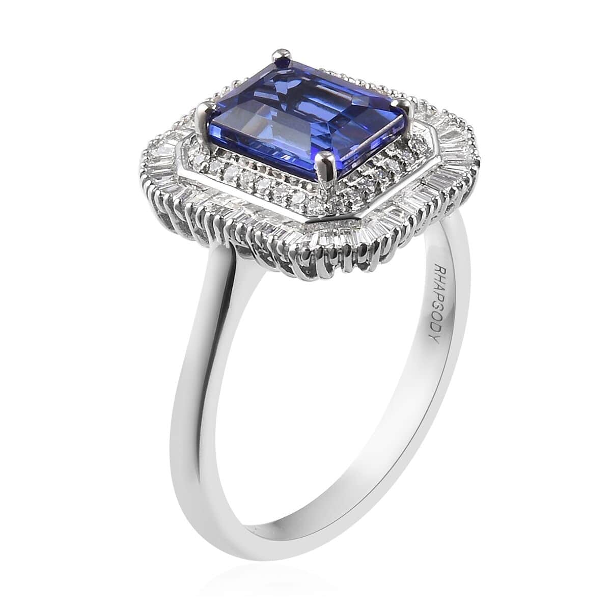 Rhapsody 950 Platinum AAAA Tanzanite and E-F VS2 Diamond Cocktail Ring (Size 6.0) 7.30 Grams 3.25 ctw image number 3