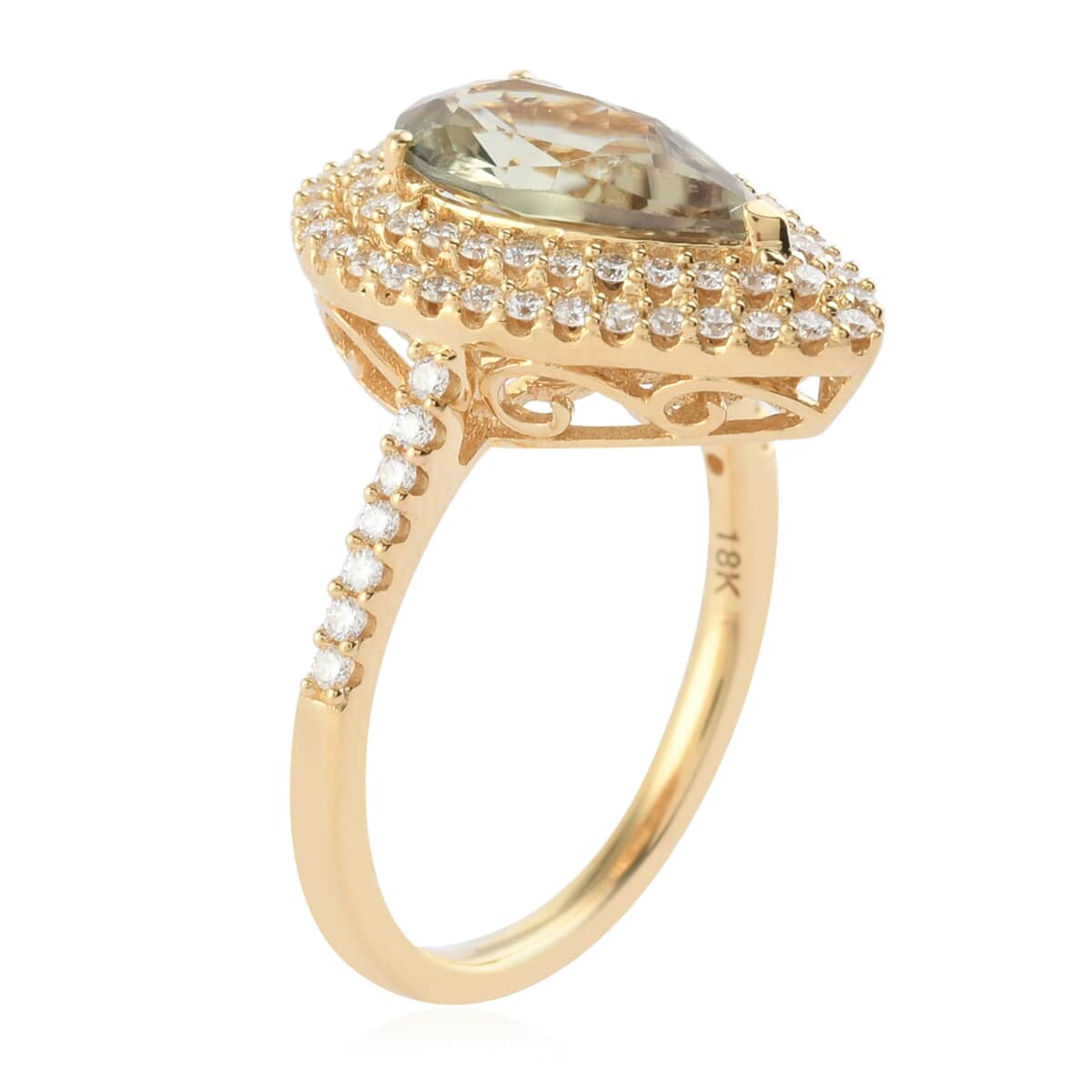 One Of A Kind ILIANA 18K Yellow Gold AAA Turkizite and G-H SI Diamond Ring (Size 7.0) 4.66 Grams 2.50 ctw image number 2