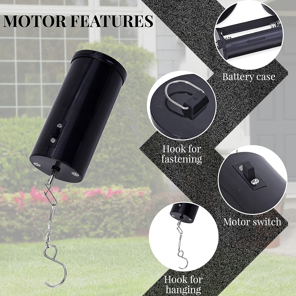 Set of 3 Silver Color Stainless Steel Wind Spinner with Hanging Motor (3xAA Battery Not Included) image number 3