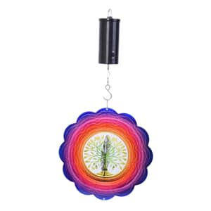 Multi Color Stainless Steel 3D Tree Pattern Wind Spinner with Hanging Motor (3xAA Battery Not Included)