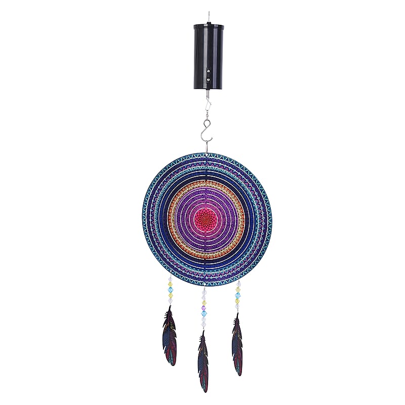 Multi Color Stainless Steel 3D Wind Spinner with Hanging Motor (3xAA Battery Not Included)