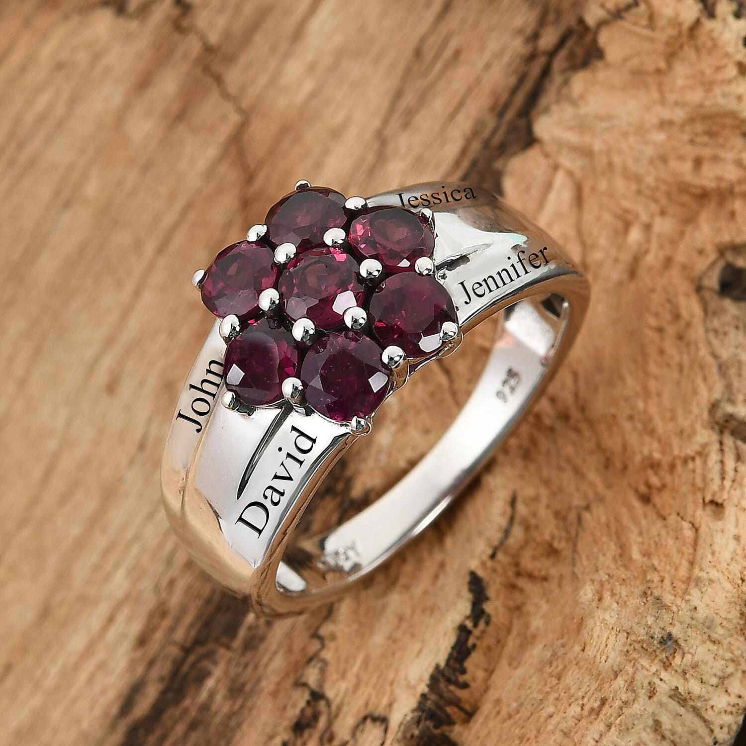 Orissa Rhodolite Garnet Floral Ring in Platinum Over Sterling Silver (Size 7.0) 2.30 ctw