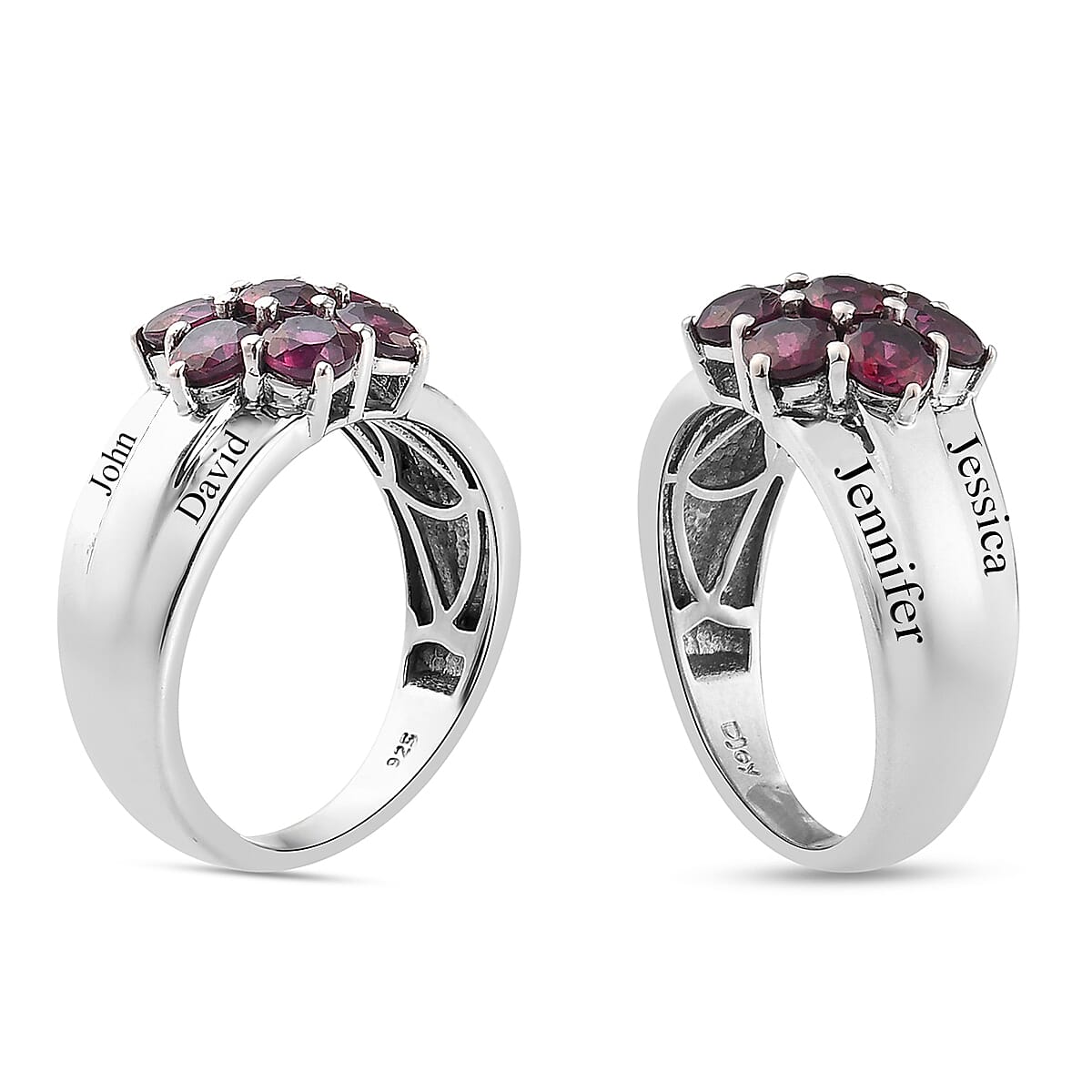 Orissa Rhodolite Garnet Floral Ring in Platinum Over Sterling Silver (Size 7.0) 2.30 ctw