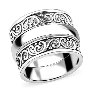 Black Oxidized 925 Sterling Silver Spinner Ring, Promise Rings For Women, Band Rings For Gifts (Size 7.00)