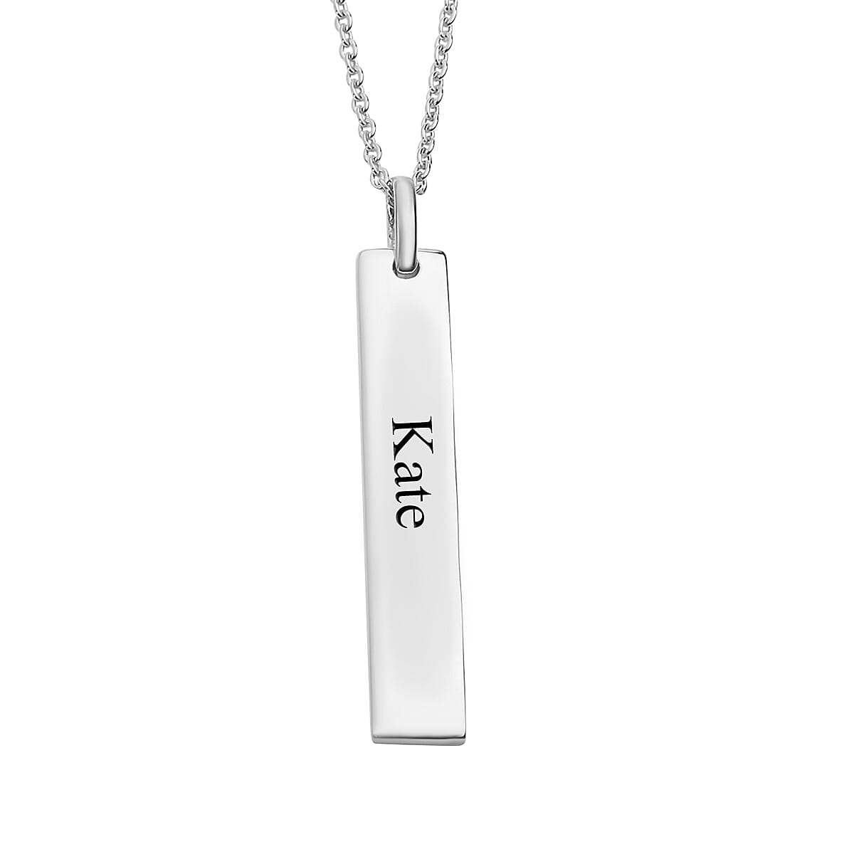 Platinum Over Sterling Silver Engraved Pendant Necklace (20 in) (6.20 g)