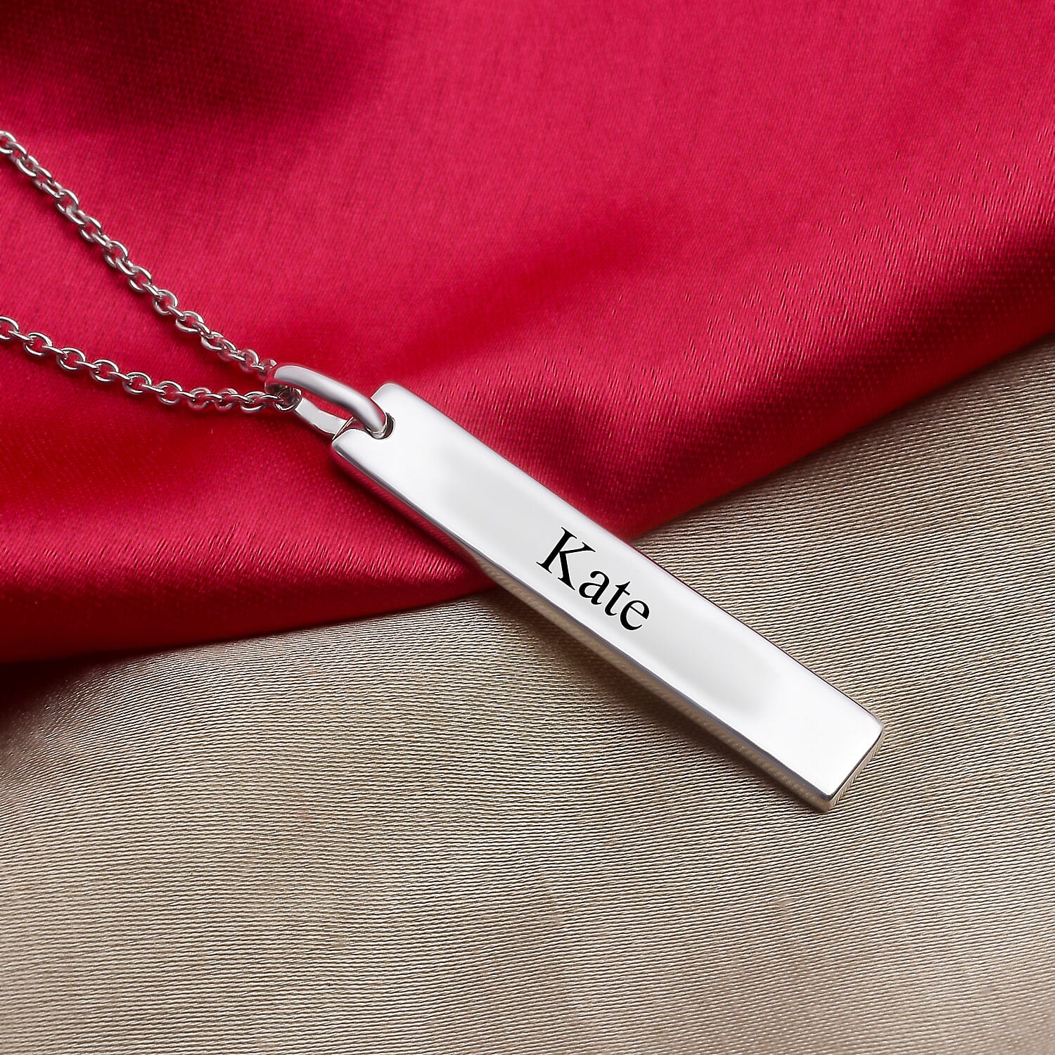 Platinum Over Sterling Silver Engraved Pendant Necklace (20 in) (6.20 g)