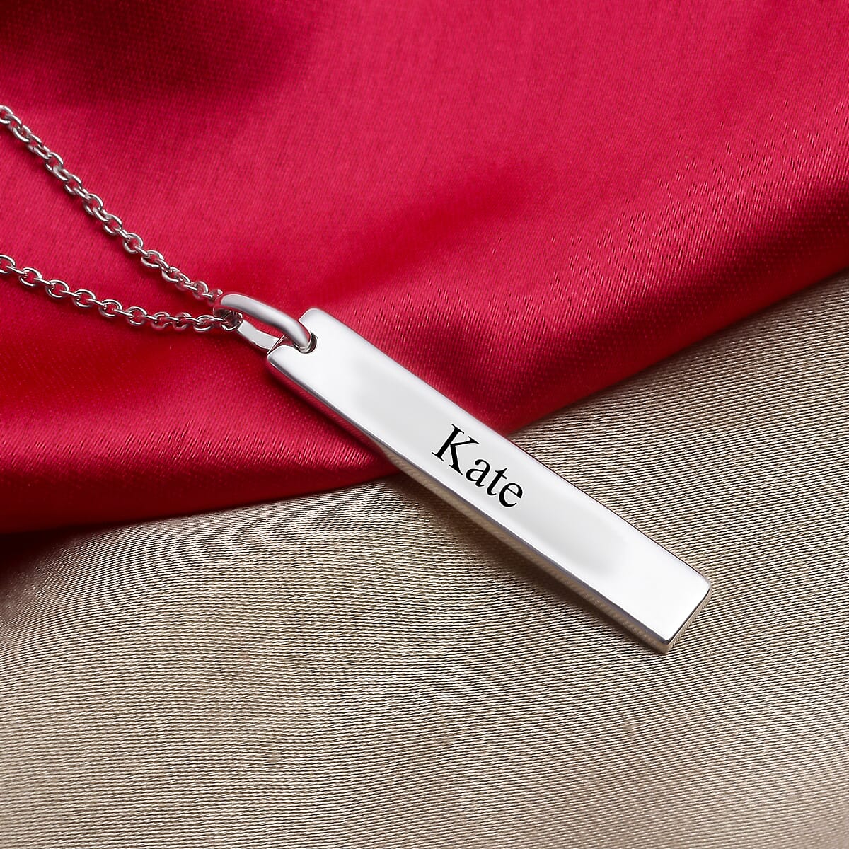 Platinum Over Sterling Silver Engraved Pendant Necklace (20 in) (6.20 g) image number 1