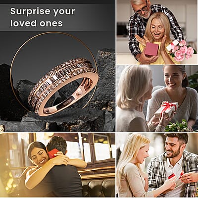 Natural Champagne Diamond, Diamond Band Ring in Vermeil RG Over Sterling Silver, Eternity Wedding Band Ring, Promise Rings For Women 1.00 ctw (Size 5)