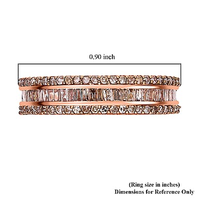 Natural Champagne Diamond, Diamond Band Ring in Vermeil RG Over Sterling Silver, Eternity Wedding Band Ring, Promise Rings For Women 1.00 ctw (Size 5)