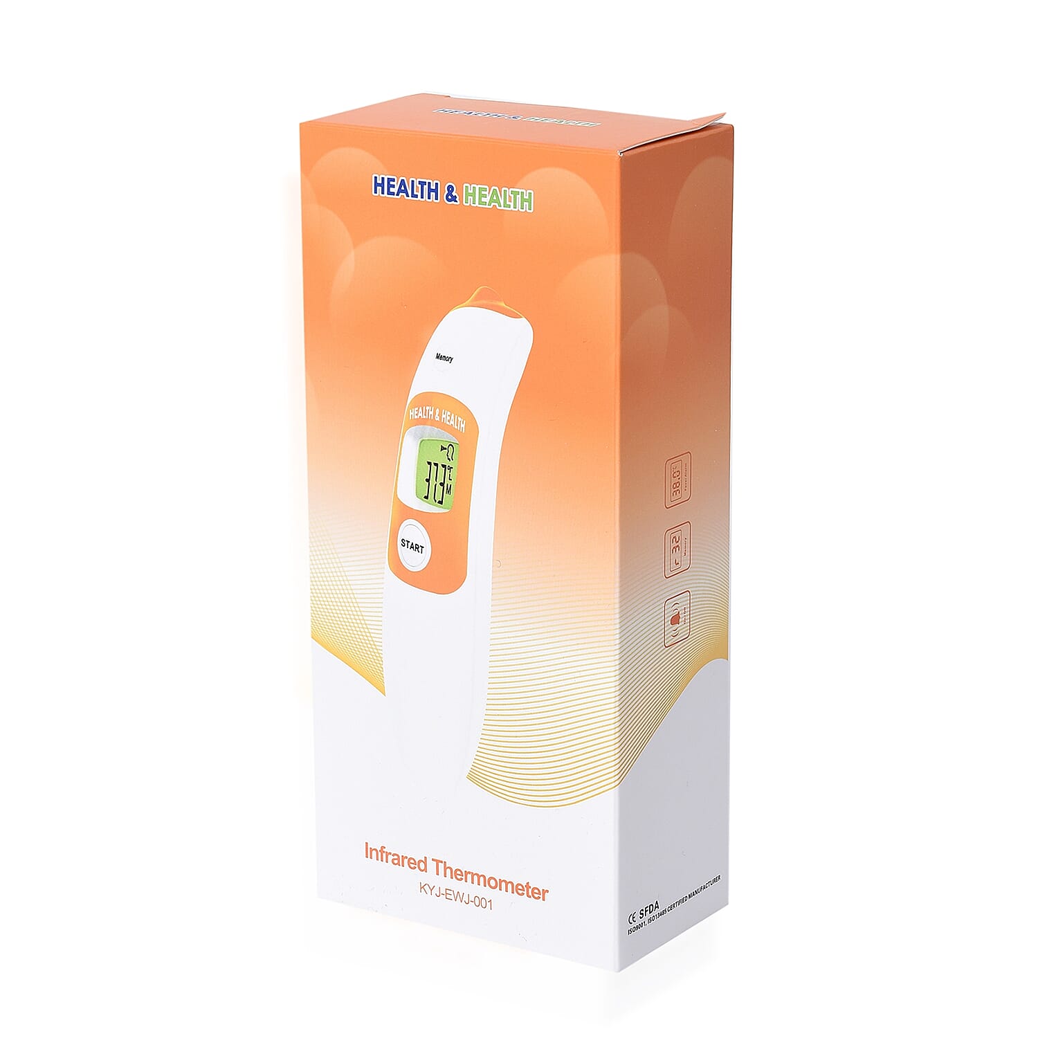 HEALTH & HEALTH Infrared Thermometer with 3 Color LCD Display (2xAAA Battery Not Included)