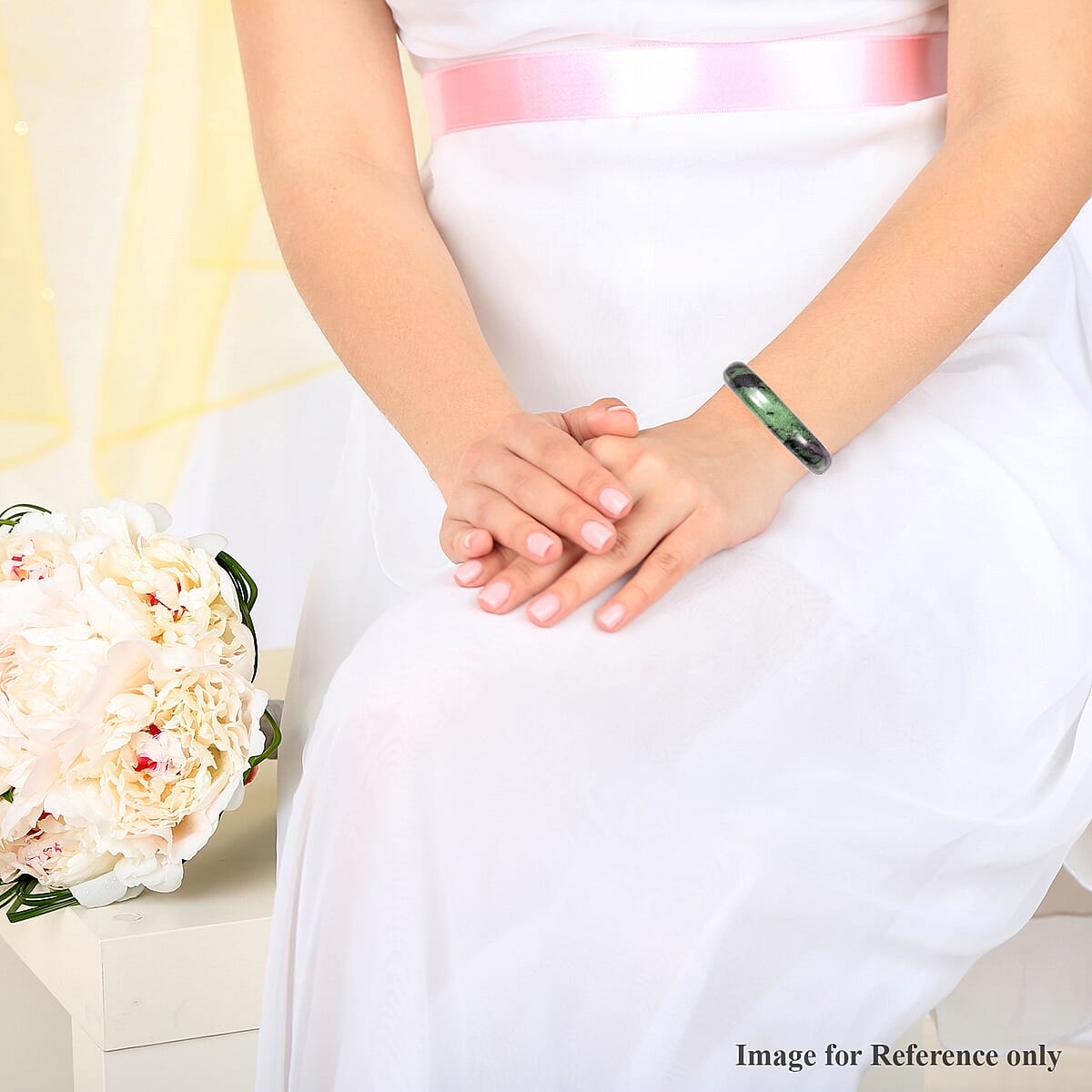 374.50 ctw Ruby Zoisite Bangle Bracelet 6.75 Inch image number 1