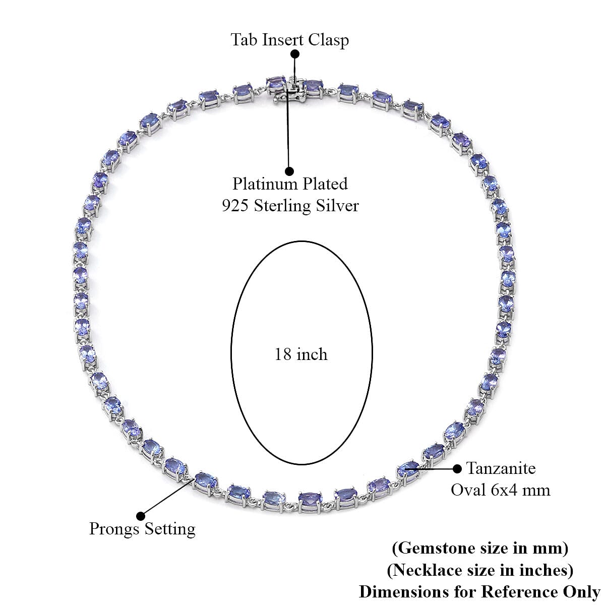 20.50 ctw Tanzanite Tennis Link Necklace 18 Inches in Platinum Over Sterling Silver 15 Grams image number 3