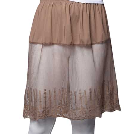 Brown Lace Skirt Extender with Elastic Waistband (Polyester, L/XL) image number 0