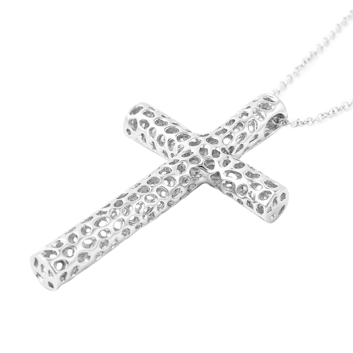RACHEL GALLEY Lattice Collection Cross Pendant Necklace 30 Inches in Sterling Silver 11.20 Grams image number 3