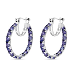 Tanzanite 5.00 ctw Inside Out Hoop Earrings in Platinum Over Sterling Silver