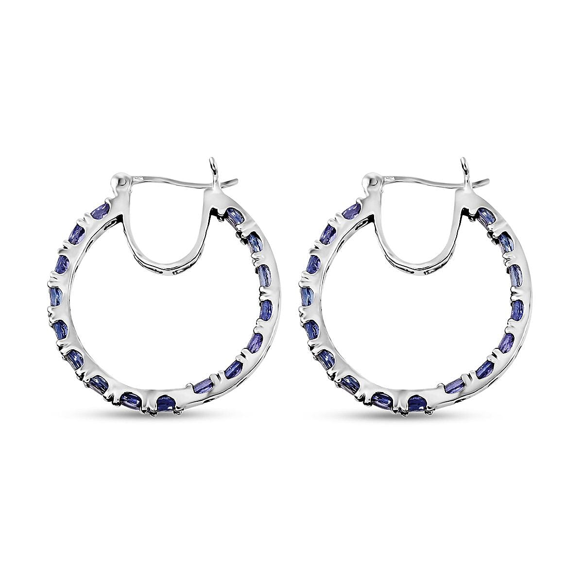 Tanzanite 5.00 ctw Inside Out Hoop Earrings in Platinum Over Sterling Silver