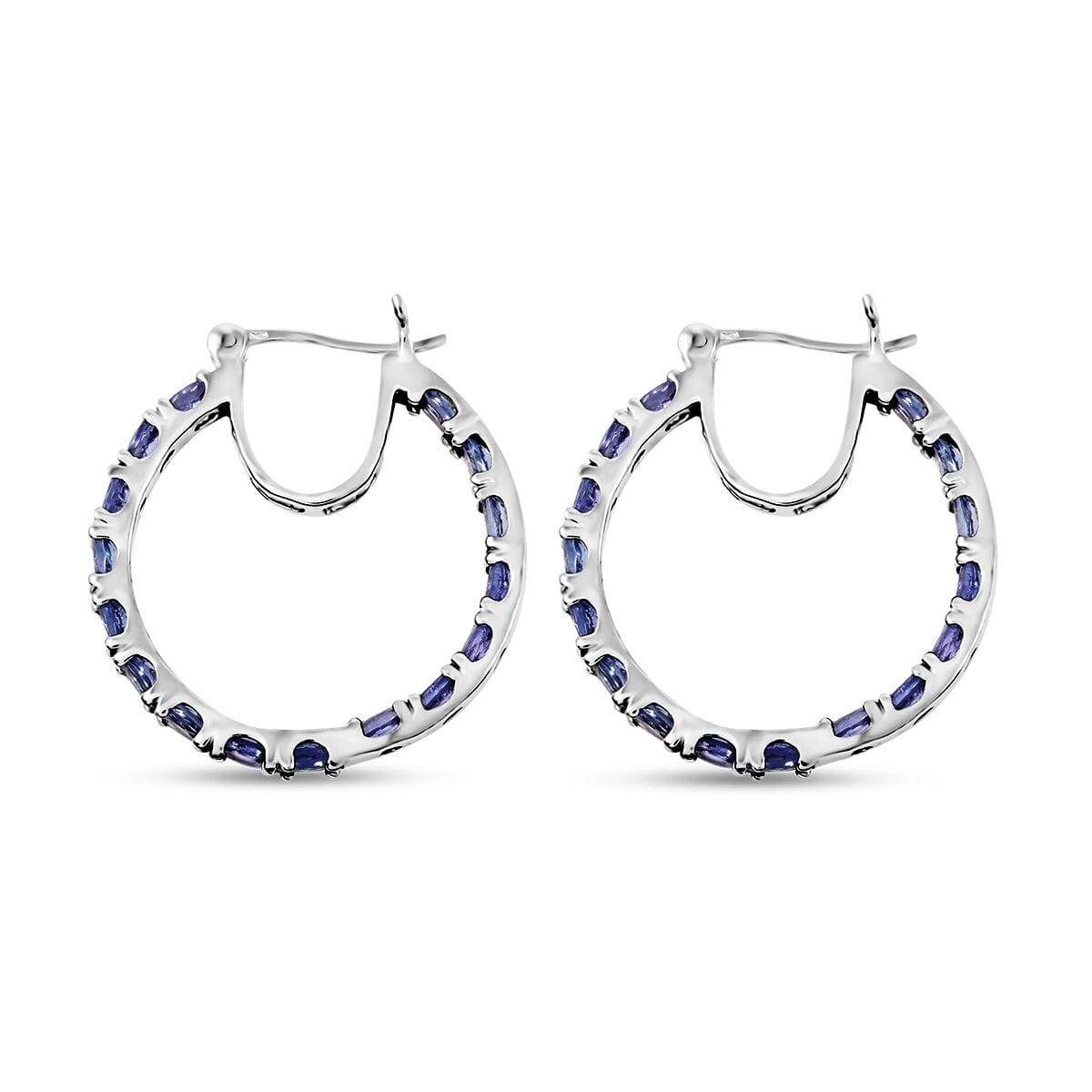 Tanzanite Inside Out Hoop Earrings in Platinum Over Sterling Silver (7.50 g) 5.00 ctw image number 4