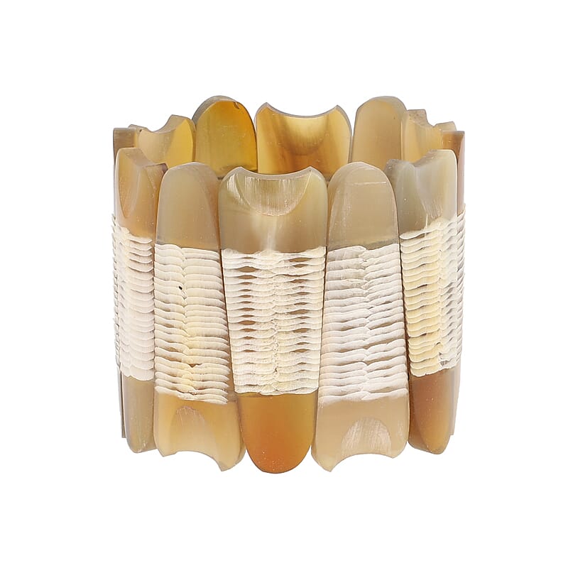 Super Find Natural Buffalo Horn Tooth Shape Stretch Bracelet