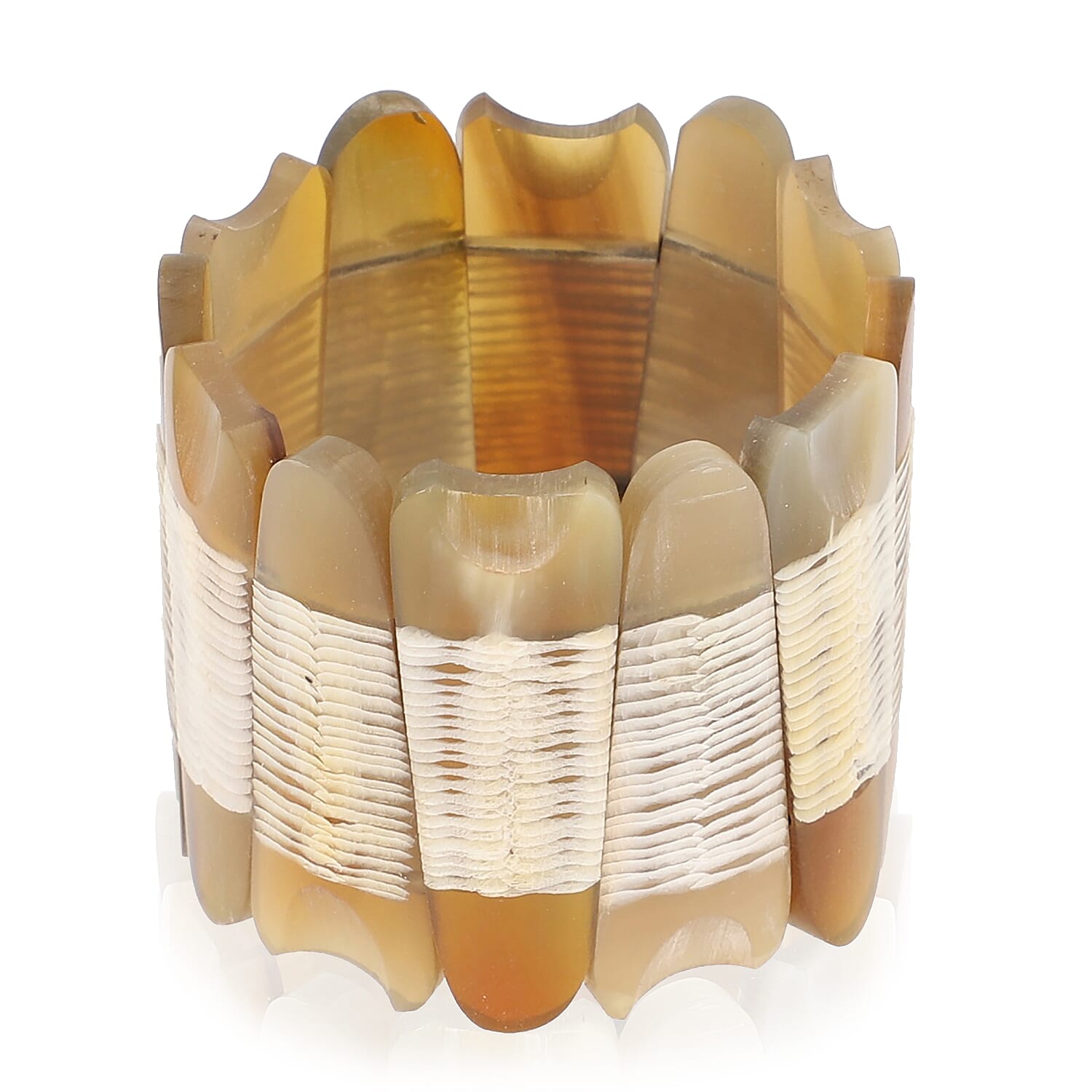 Super Find Natural Buffalo Horn Tooth Shape Stretch Bracelet