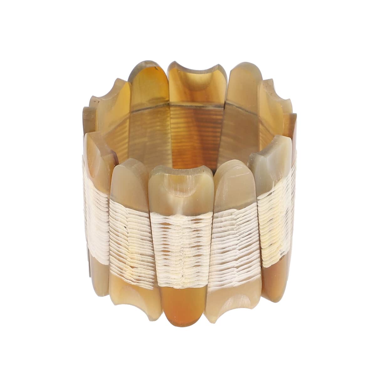 Genuine Buffalo Horn Tooth Shape Stretch Bracelet image number 2