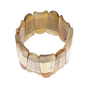 Genuine Buffalo Horn Tooth Shape Stretch Bracelet