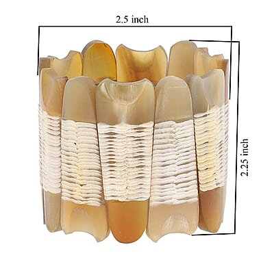 Super Find Natural Buffalo Horn Tooth Shape Stretch Bracelet