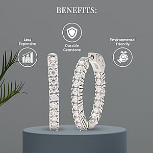 D'Joy Moissanite 1.50 ctw Inside Out Hoop Earrings in Platinum Over Sterling Silver