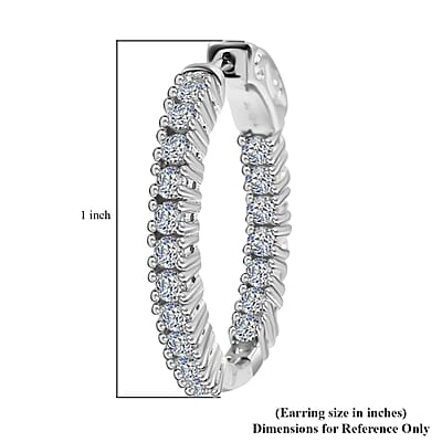 D'Joy Moissanite 1.50 ctw Inside Out Hoop Earrings in Platinum Over Sterling Silver