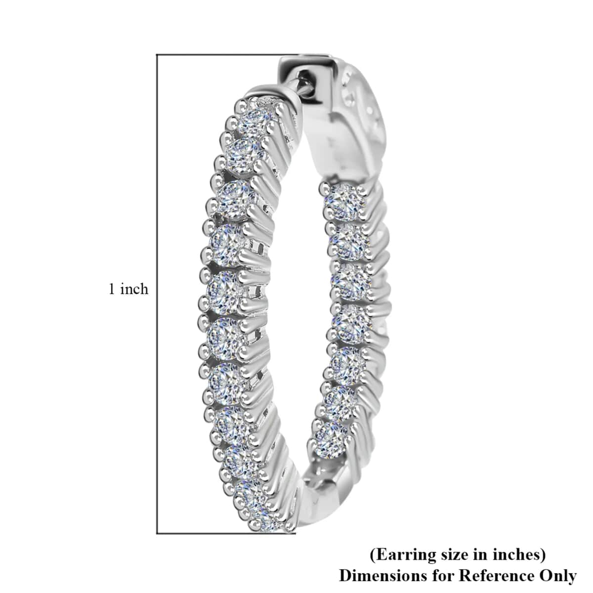 Moissanite Inside Out Hoop Earrings in Platinum Over Sterling Silver 7.15 Grams 1.50 ctw image number 6