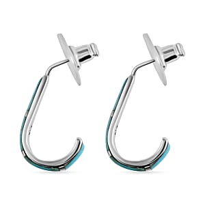 Santa Fe Style Kingman Turquoise Earrings For Women in Sterling Silver