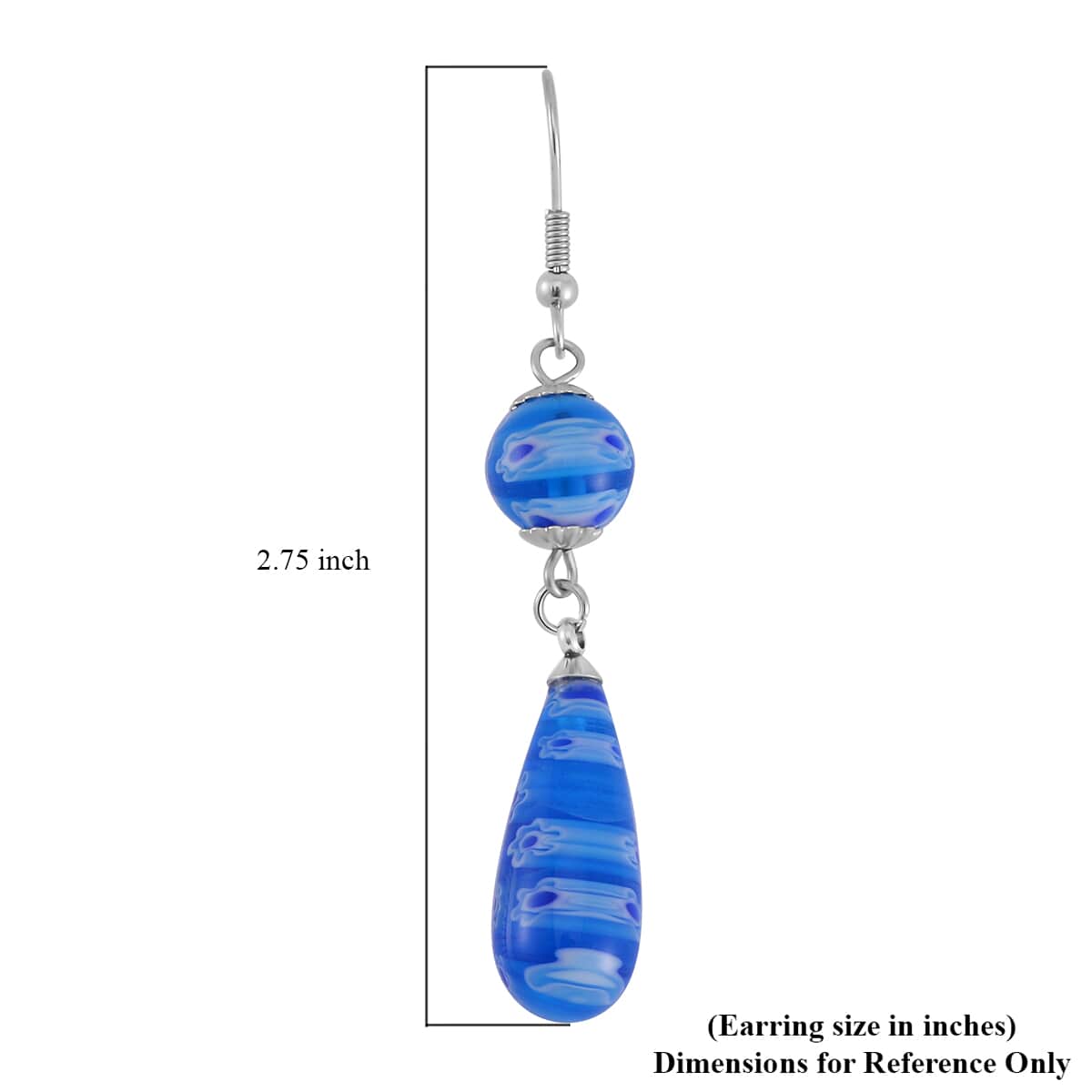 Blue, Green and Red Color Murano Style Set of 3 Earrings in Stainless Steel image number 8