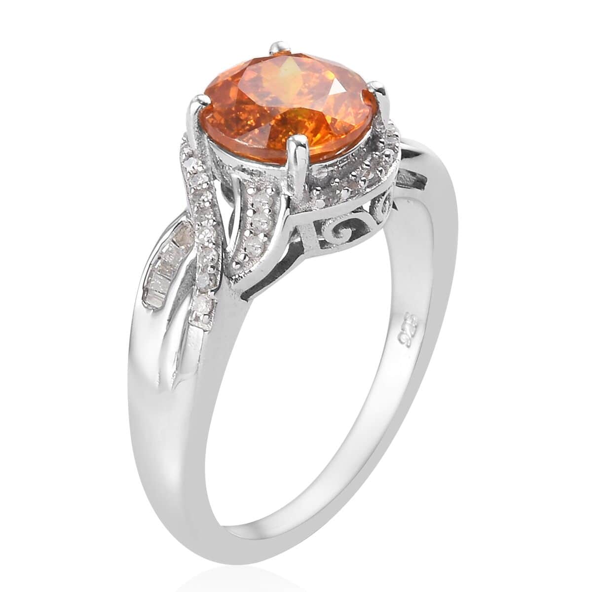 Natural Picos Altos Sphalerite and Diamond Ring in Platinum Over Sterling Silver (Size 6.0) 4.20 ctw image number 3