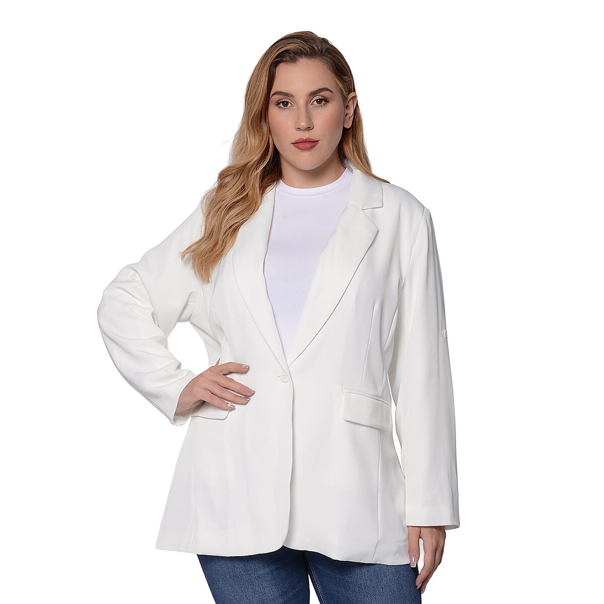 White Women's Suit Jacket - 4X image number 0