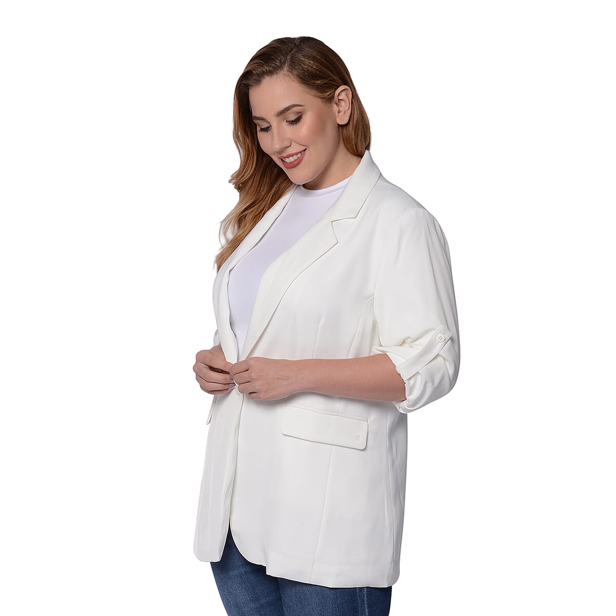 White Women's Suit Jacket - 4X image number 2