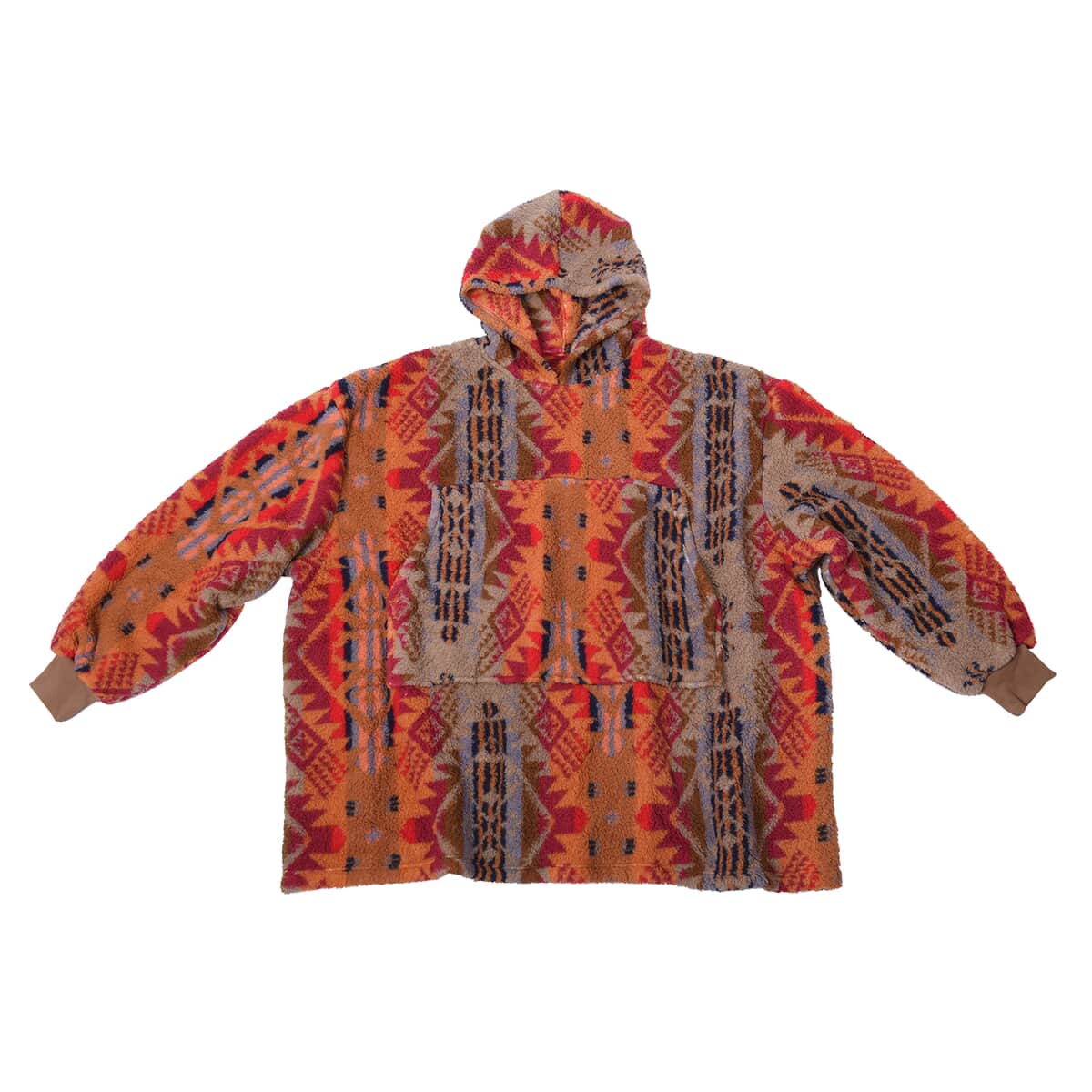 Homesmart Multi Color Tribal Pattern Double Face Sherpa Long Sleeve Sweatshirt with Hood and Pockets , Women Sweatshirt , Hoodie , Graphic Hoodies , Designer Hoodies image number 0