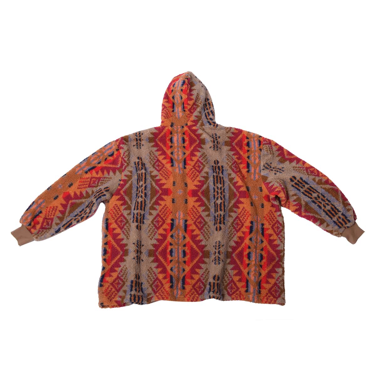 Homesmart Multi Color Tribal Pattern Double Face Sherpa Long Sleeve Sweatshirt with Hood and Pockets , Women Sweatshirt , Hoodie , Graphic Hoodies , Designer Hoodies image number 3