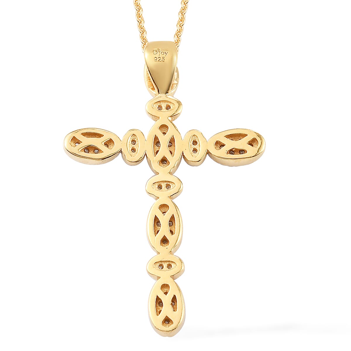 0.25 ctw Diamond Cross Pendant Necklace 20 Inch in Vermeil Yellow Gold Over Sterling Silver image number 4