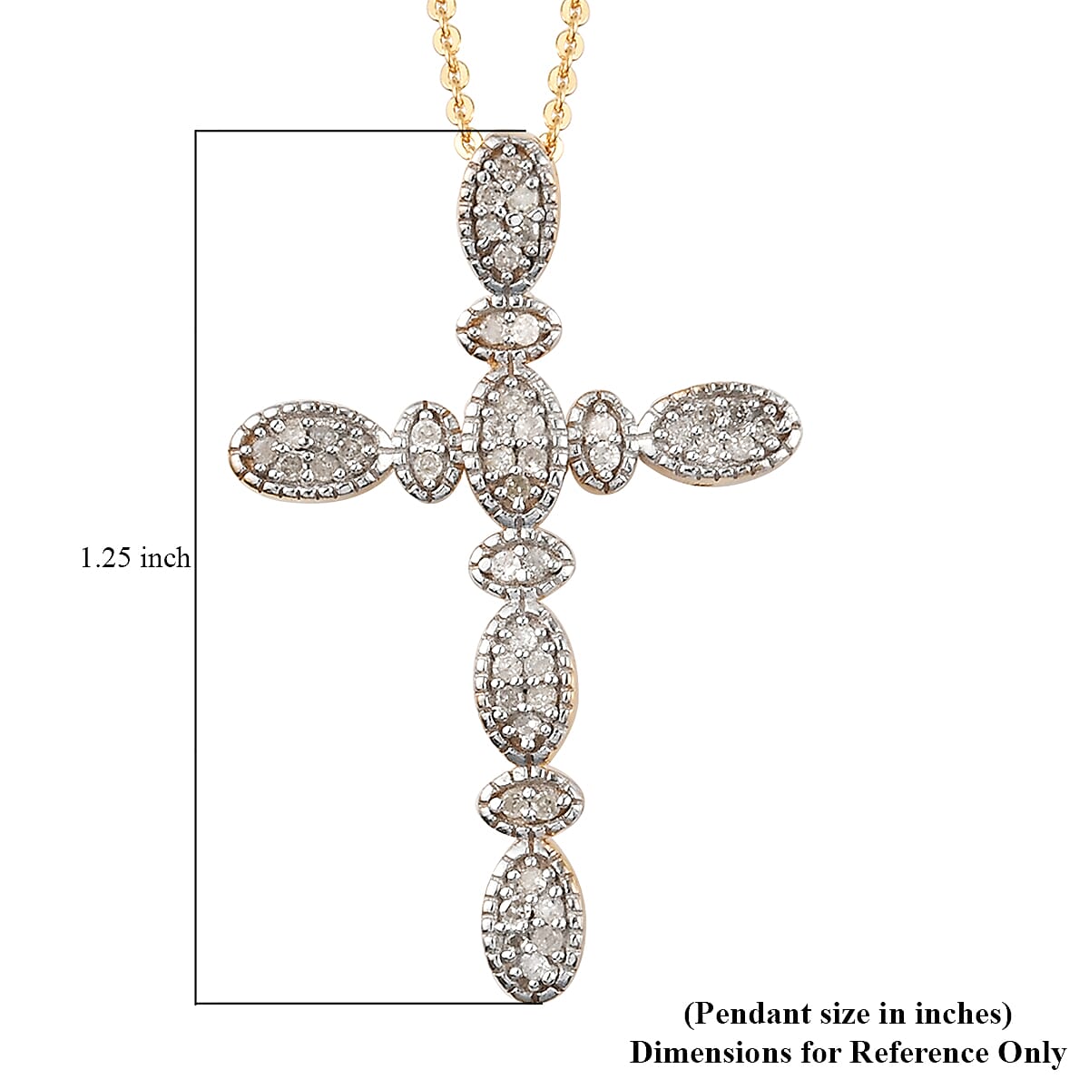 0.25 ctw Diamond Cross Pendant Necklace 20 Inch in Vermeil Yellow Gold Over Sterling Silver image number 5
