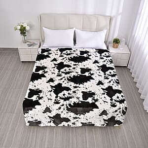 Homesmart Cow Pattern Faux Fur Soft and Cozy Reversible Sherpa Wearable Sleeve Blanket 100% Polyester
