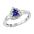 AAA Tanzanite and Natural White Zircon Halo Ring in Platinum Over Sterling Silver (Size 8.0) 0.60 ctw image number 0