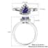 AAA Tanzanite and Natural White Zircon Halo Ring in Platinum Over Sterling Silver (Size 8.0) 0.60 ctw image number 5
