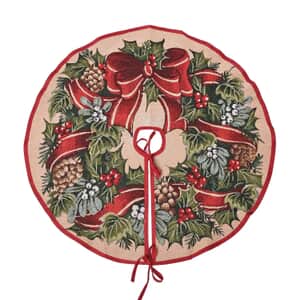 Homesmart Pine Cone & Mistletoe Wreath Christmas Tree Skirt (39, 40% Cotton & 60% Polyester)