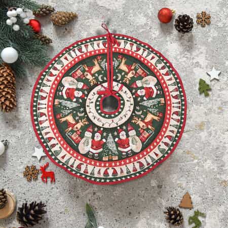 Homesmart Santa & Snowman Christmas Tree Skirt (40, 40% Cotton & 60% Polyester) image number 1