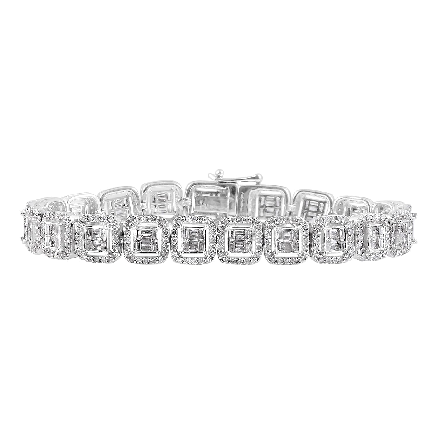 4.50 ctw Diamond Bracelet in Platinum Over Sterling Silver (7.00 In) 16.68 Grams