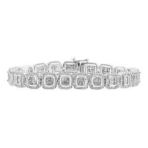 4.50 ctw Diamond Bracelet in Platinum Over Sterling Silver (7.00 In) 16.68 Grams