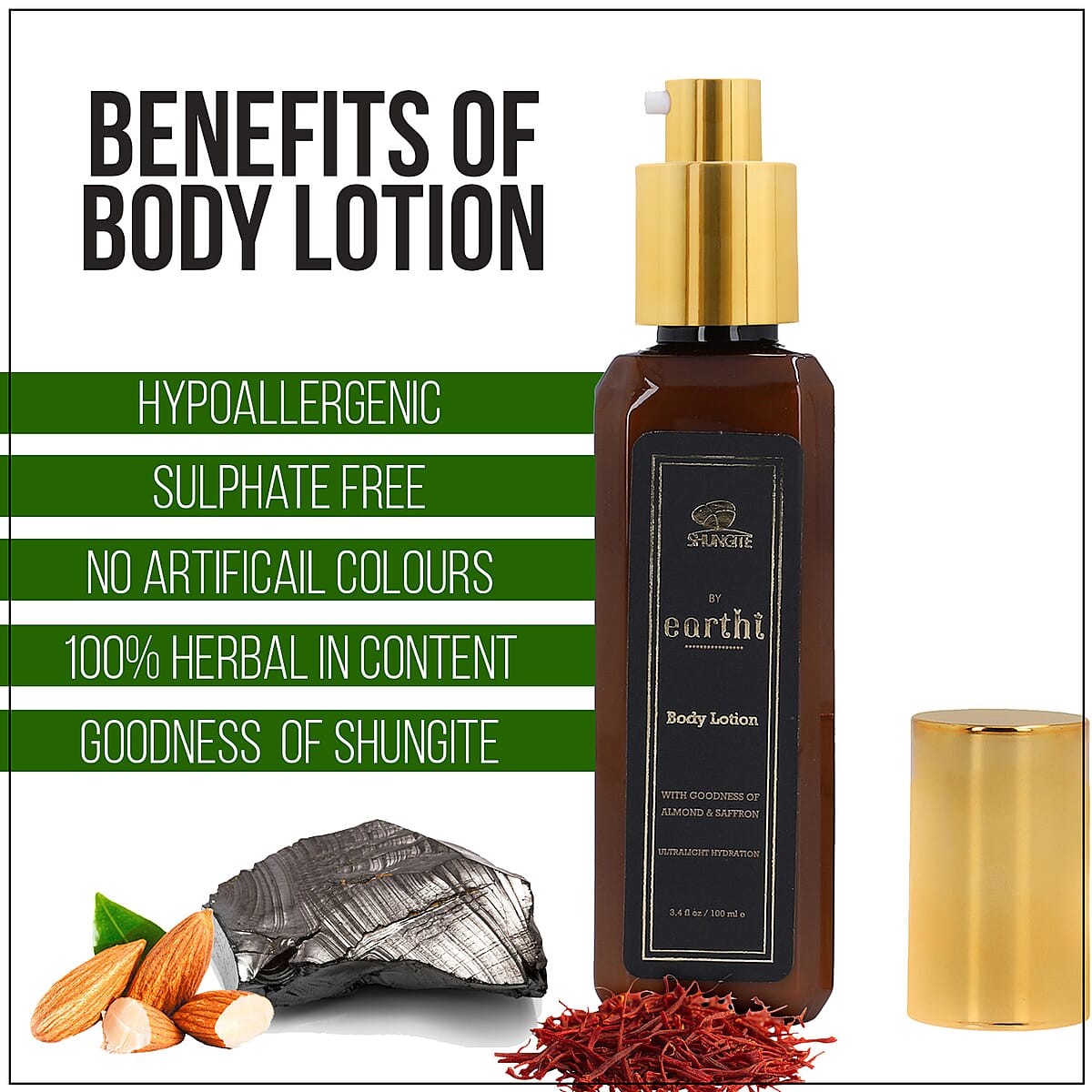 Earthi Almond and Saffron Body Lotion with Shungite 3.4 fl Oz image number 2