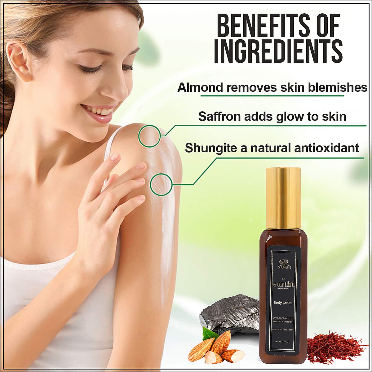 Earthi Almond and Saffron Body Lotion with Shungite 3.4 fl Oz image number 3